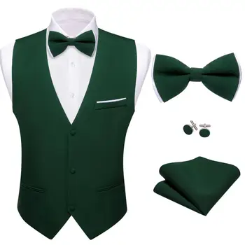 20 Цветов Мужской жилет Темно-зеленый Однотонный Жилет с галстуком-бабочкой, комплект для свадебной официальной вечеринки, мужская куртка без рукавов для официанта Barry Wang