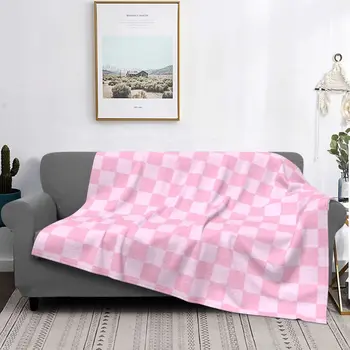Ярко-розовое одеяло в шахматном порядке, фланелевые квадраты, розовое кружево, супер Теплые пледы для спальни, диван, одеяло для спальни