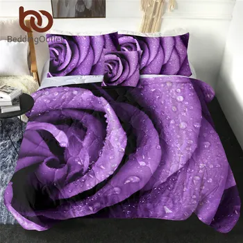 Комплект постельного белья Rose Summer Quilt Set С 3D принтом, Одеяло для кондиционера, Фиолетовое цветочное постельное белье, Тонкое пуховое одеяло с цветочным рисунком, 4 шт.