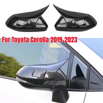 Накладка на Боковую дверь зеркала заднего вида из Бычьего Рога цвета Углеродного волокна для Toyota Corolla 2019-2023