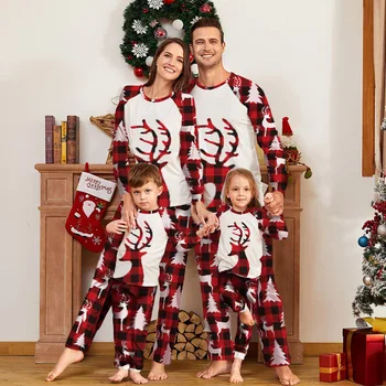 Рождественские семейные пижамы 2023, сшитые Рождественским лосем, костюм для взрослых и детей, детский комбинезон, семейные пижамы
