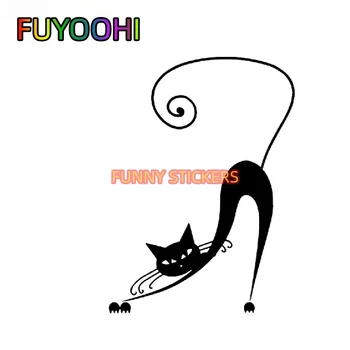 Наклейка на автомобиль с абстрактным мультяшным котом FUYOOHI Водонепроницаемая наклейка на автомобиль