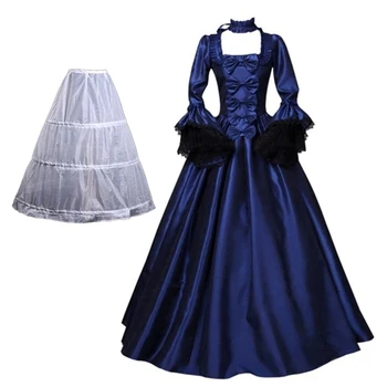 Викторианское бальное платье в стиле рококо с бантом и юбкой-обручем