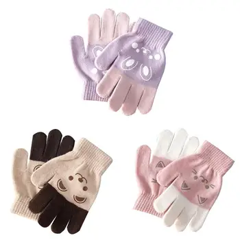 Перчатки с рисунком мультяшного медведя, кролика и кошки, зимние теплые перчатки для мальчиков и девочек, зимние перчатки для игр на открытом воздухе для детей 4-8 лет, прямая поставка