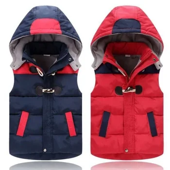 Осенне-зимний жилет для мальчика, теплая пуховая хлопковая верхняя одежда с капюшоном, детские жилеты, куртка без рукавов, детская одежда, пальто для мальчиков от 3 до 10 лет