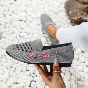 Comemore Сетчатая Дышащая комфортная обувь для матери с цветочным рисунком, Мягкая однотонная женская обувь, Легкие женские кроссовки Zapatos De Muje