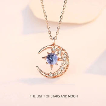 Модное ожерелье с подвеской в виде Луны и звезды для женщин и девочек, роскошные ювелирные изделия с кристаллами CZ, подарок на День Святого Валентина Оптом