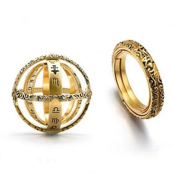 Старинные Астрономические Складные кольца для унисекс, Креативное кольцо с вращающейся сферой, Пара ювелирных изделий, Украшение вечеринки