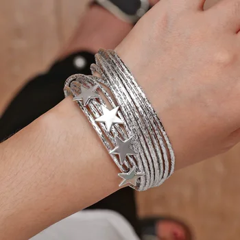 MINHIN Star Многослойные браслеты для женщин с магнитной оберткой, браслеты с подвесками, Новые модные украшения для вечеринок