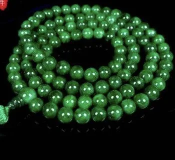Аутентичный нефритовый Сухой Зеленый 108 цепочек для свитера, женское ожерелье 10 мм, бусины Будды