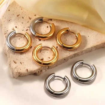 Корейская серьга 4 мм в стиле хип-хоп-рок, геометрические круглые серьги-кольца из нержавеющей стали, женские винтажные серьги в стиле панк, ушная петля, вечерние украшения