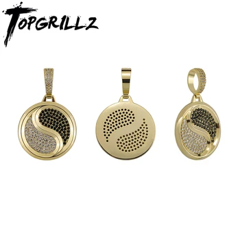 TOPGRILLZ 2022, новое ожерелье с подвеской Iced Micro Pave Bagua с теннисной цепочкой, модные украшения в стиле хип-хоп, подарок китайской культуры