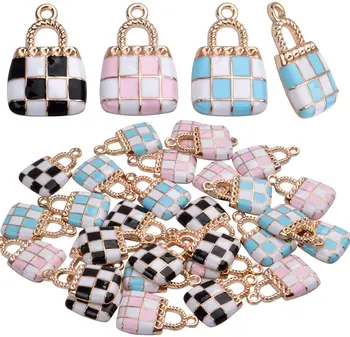 30шт Эмалированные подвески для сумок, Женские модные подвески для изготовления ювелирных изделий, Браслет, ожерелье, Черный, синий и розовый