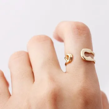 Оригинальные кольца-манжеты с английской булавкой для женщин 2020, Позолоченные, Посеребренные, Изменяемые по размеру Открытые кольца на палец, ювелирные изделия Femme Bijoux