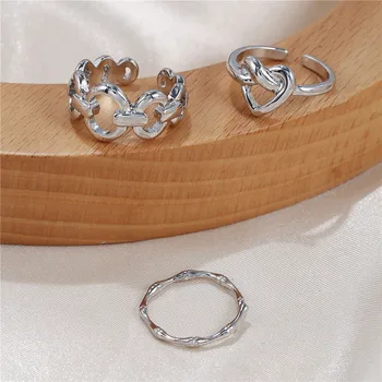 Корейская версия Love Retro Set Ring Женское простое кольцо Instagram с регулируемым отверстием, комплект ювелирных изделий из 3 предметов для женщин