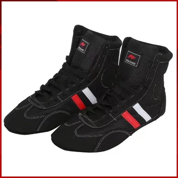 Боксерские ботинки HONGGANG Adult Kid с мягкой подошвой из реверсивной замши для борьбы сангбо, размер 30-44, кроссовки для тренировок и соревнований по спортивной обуви