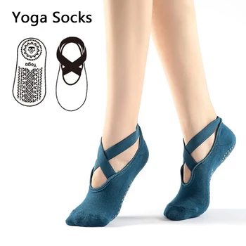 Носки для йоги с круглым носком для женщин, противоскользящая повязка, дышащие носки для пилатеса, балета, танцев, повседневные спортивные носки для девочек без спинки