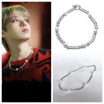 2023 Корейская волна Новая знаменитость В том же стиле, жемчужное ожерелье из титановой стали, модные мужские металлические украшения в стиле хип-хоп, подарок