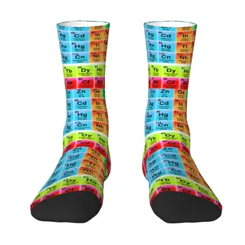 Элементы Периодической таблицы Менделеева Мужские носки для экипажа Унисекс Забавная 3D печать Научная химия Химические носки для одежды