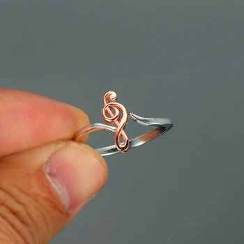 Изысканная музыкальная нотация Huitan, Двухцветное кольцо на палец для женщин, Регулируемые открывающиеся кольца, дизайнерский аксессуар для подарка девушкам