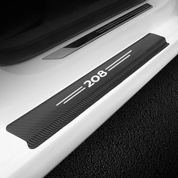 Для Peugeot 208 Защитные наклейки на Пороги автомобиля Пленка 4ШТ с защитой от царапин из углеродного волокна Авто Потертости Педали Охранники Крышка Наклейка Аксессуары