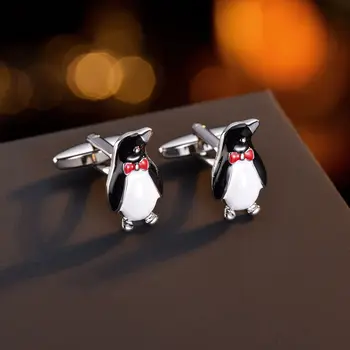 Французские Запонки Набор для Мужчин Роскошные Высококачественные Запонки С Пингвином Для Мужчин Милый Дизайн Животных Оптом