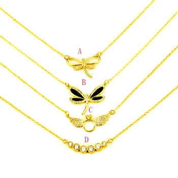 Ожерелье с подвеской в виде Императорской Короны с бабочкой, Романтический Бесконечно Тонкий Кубический Цирконий Золотого цвета, модные украшения для женщин