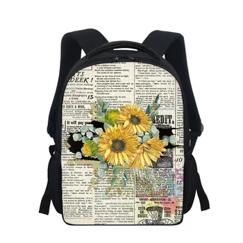 12-дюймовая повседневная сумка для книг в детском саду, маленькие школьные сумки для школьников с цветочным принтом Подсолнуха, Детский рюкзак для мальчиков, Детский школьный рюкзак