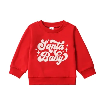 Рождественская толстовка для малышей, одежда для маленьких девочек, пуловер с длинными рукавами, рубашка, свитер, топы,