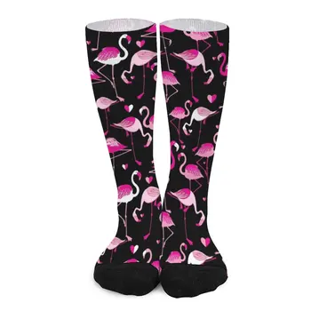 Чулки в виде сердца Фламинго, Женские носки с птичьим принтом, Средней мягкости, Кавайные носки для спорта на открытом воздухе, Противоскользящие Графические носки В подарок