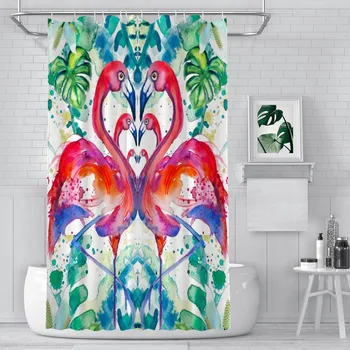 Акварельные Занавески для душа Tropicana из водонепроницаемой ткани Flamingo Boho Креативный декор ванной комнаты с крючками Аксессуары для дома
