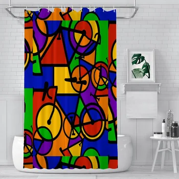Велосипедная Мозаика Занавески для душа в ванной комнате, велосипед, водонепроницаемая перегородка, забавные Аксессуары для домашнего декора