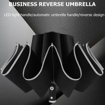 Зонт с автоматическим отключением от Солнца Для складывания, Светоотражающая полоса обратного хода от дождя, устойчивая к ветру