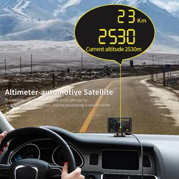 Цифровой GPS спидометр, одометр, 4,7-дюймовый ЖК-дисплей, HUD-дисплей с сигнализацией о превышении скорости для всех транспортных средств напряжением 5-24 В