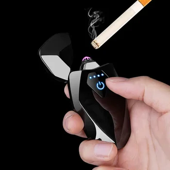 Усовершенствованная USB-зажигалка Алмазные двухдуговые зажигалки Креативная Перезаряжаемая USB-зажигалка Бизнес-подарок Мужские принадлежности для курения