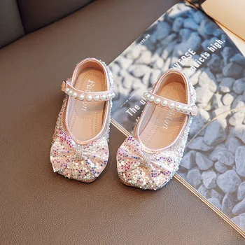 Обувь для девочек Обувь принцессы для маленькой девочки Блестки для вечеринки Детская Мэри Джейнс Танец Феи обувь для маленьких девочек Детская Кожаная обувь на плоской подошве