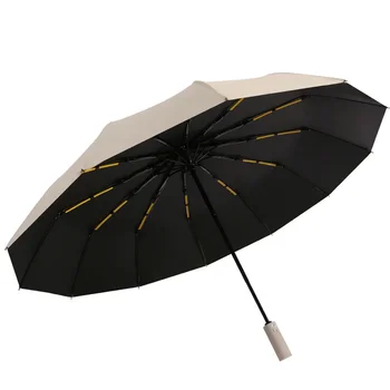 Прочный женский и мужской зонт с 24 ребрами жесткости, функцией автоматического открывания и закрывания, защитой от ультрафиолета и ветра.