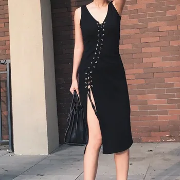Элегантное корсетное бандажное вечернее платье для женщин 2023, повседневная летняя одежда Y2K, сексуальное модное облегающее вечернее платье без рукавов с V-образным вырезом.