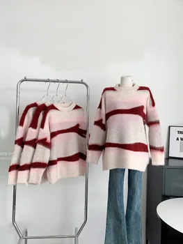 Шикарный женский осенне зимний свободный пуловер, свитер, женская уличная одежда, повседневный джемпер с длинным рукавом и круглым вырезом, базовый свитер