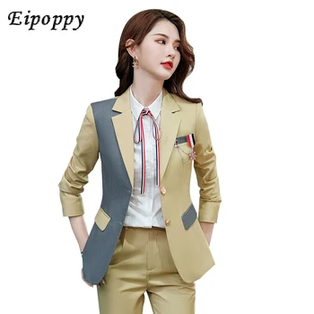 2021, Женский брючный костюм в корейском стиле, пиджак в стиле колледжа, блейзер и брюки, комплект из 2 предметов для рабочей одежды учителя.