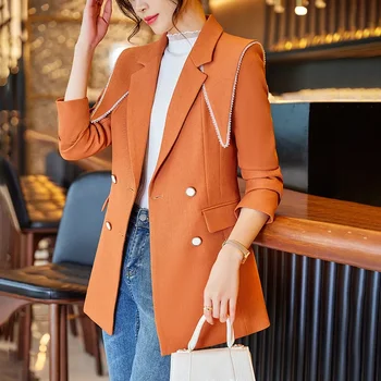 Высококачественный оранжевый пиджак, женская одежда, весна и осень, новая повседневная Корейская версия, высококачественная модная шаль, маленькие блейзеры