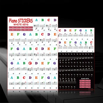 88 61 54 49 Клавишные наклейки для фортепиано, наклейка на клавиатуре, этикетки с символами заметок для начинающих