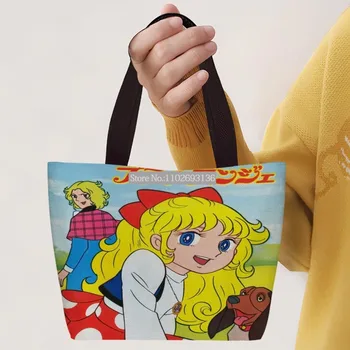 Женская Повседневная льняная сумка с принтом Angie Girl, сумка с верхней ручкой подмышек, женские сумки для покупок, ланча, дорожные сумки