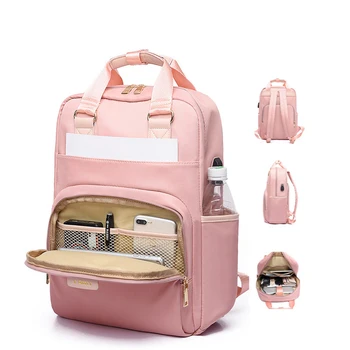 Модный женский рюкзак с USB-зарядкой, водонепроницаемые школьные учебники для студентов Оксфорда, 14-15,6-дюймовая сумка для ноутбука, Милые дорожные рюкзаки для девочек