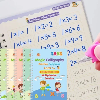5 Книг Многоразового использования, Волшебная книга для детей, книги для упражнений по каллиграфии, Математике, алфавиту, умножению и делению, упражнения по математике