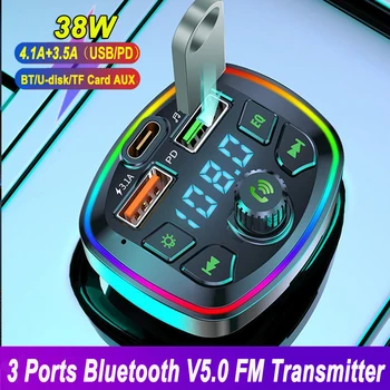 PD 18 Вт FM-передатчик Двойной USB 3.1A Автомобильное Зарядное Устройство Bluetooth 5.0 Громкая Связь TF Карта U-Диск AUX Комплект Для Воспроизведения музыки Быстрая Зарядка FE2
