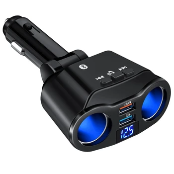 Автомобильный передатчик Bluetooth для автомобиля, MP3-плеер FM-передатчик с двумя портами USB, звонки без рук, FM-аудио Музыкальный адаптер