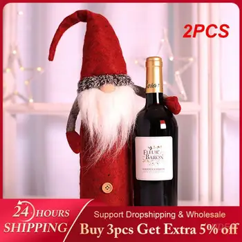2ШТ Рождественские украшения для вина Rudolph, Бутылка шампанского, Пылезащитный чехол, Новый 2022 Год, Декор кухонного стола, домашний подарок