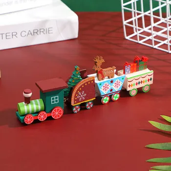Рождественские Украшения Деревянный поезд Санта Украшение торта С Рождеством Navidad Новогодняя вечеринка Украшение стола Детские Подарки Игрушки