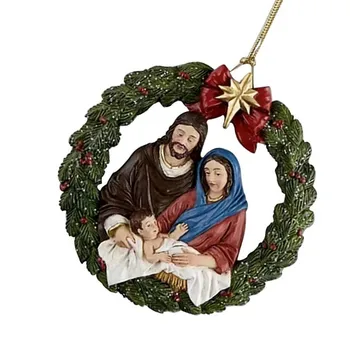 Рождественский Иисус Рождественские украшения Праздничный Иисус Подвесные Венки для декора вечеринки Дверная вешалка